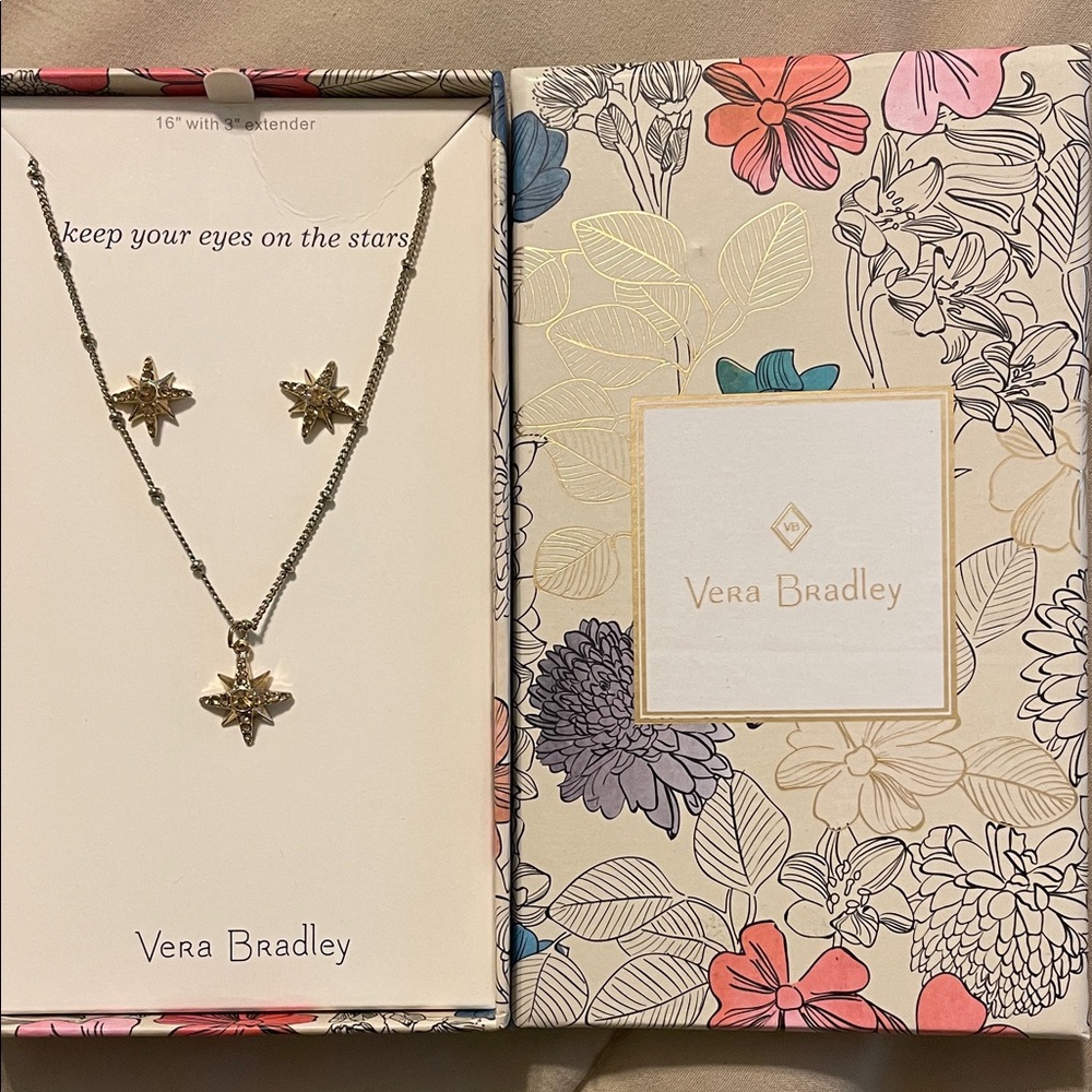 Vera Bradley Gold Star Necklace and Earring Set